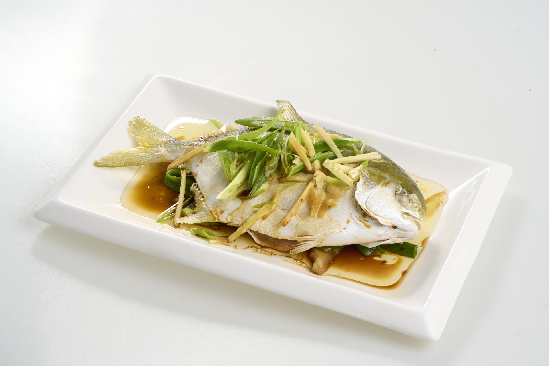Steamed Pompano in Soy and Garlic Oil